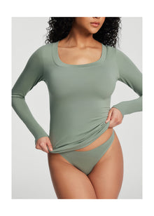 Scoop Neck Long Sleeve Top | Sage Green