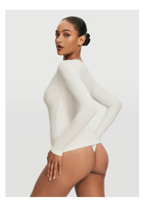 Scoop Neck Long Sleeve Top | White