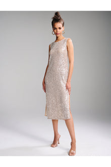 Sequin Mesh Midi Dress | Silver