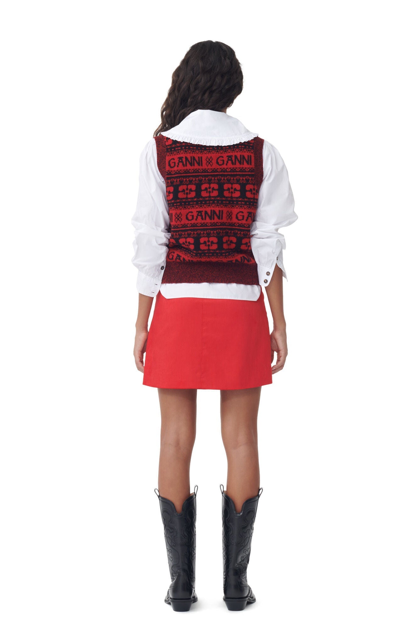 Shiny Corduroy Mini Skirt | High Risk Red