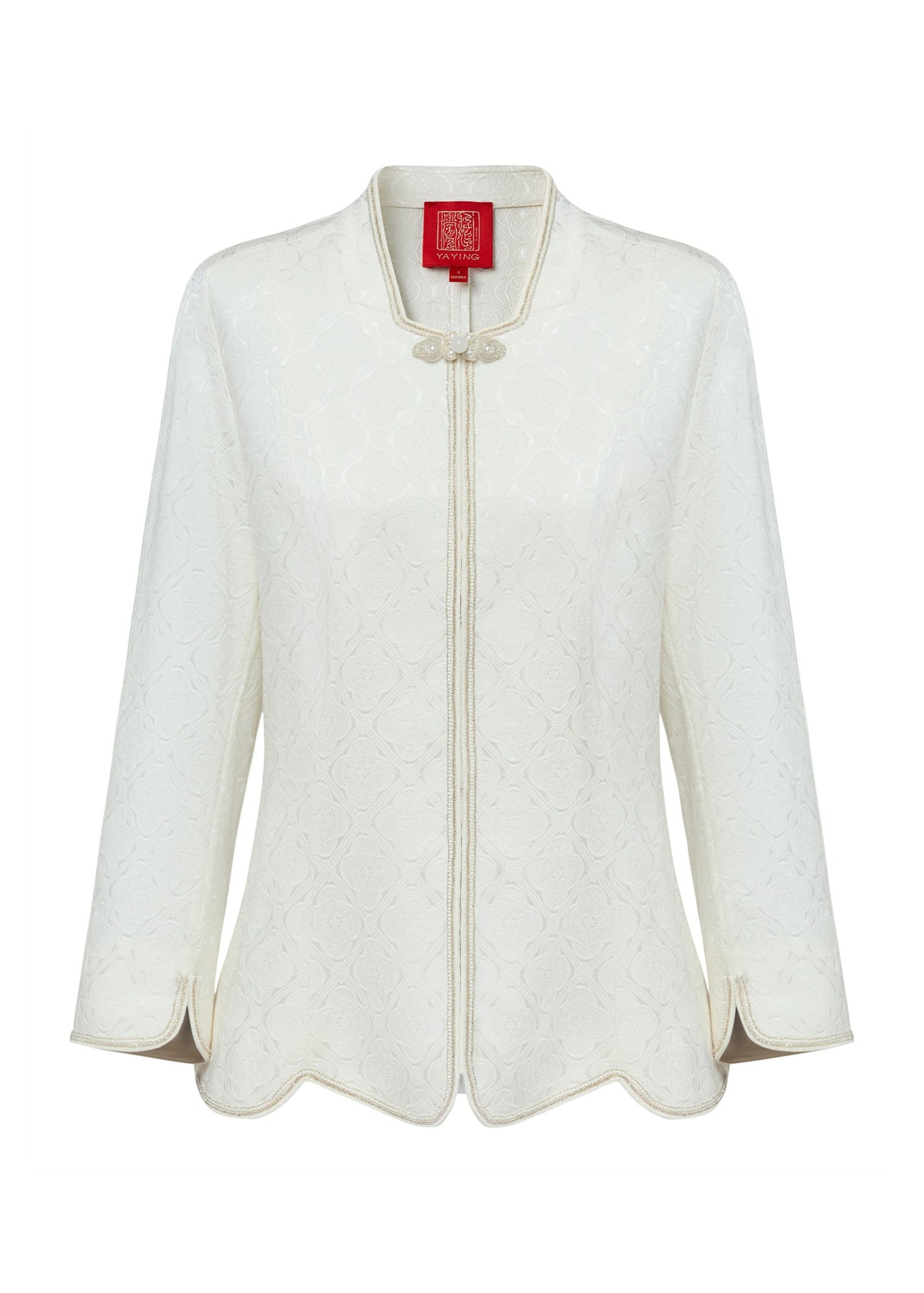 Short Jacket in Jacquard Mulberry Silk | White