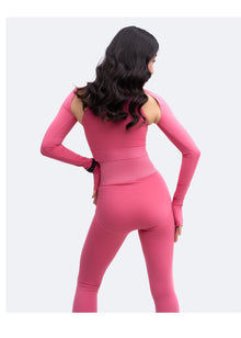 Shoulder Cut-Out Crop Top | Pink