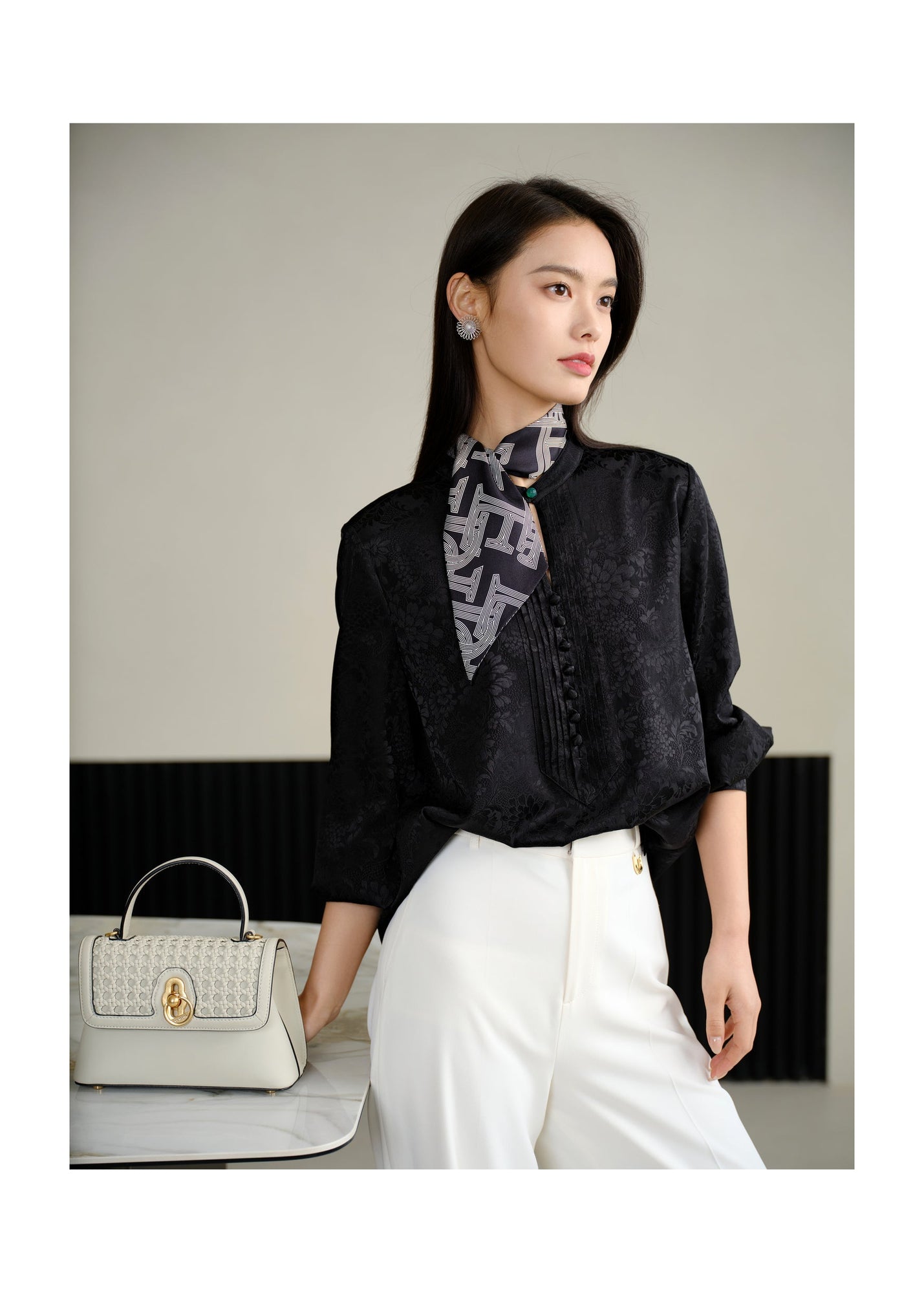 Silk Jacquard Shirt | Black