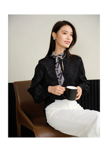 Silk Jacquard Shirt | Black