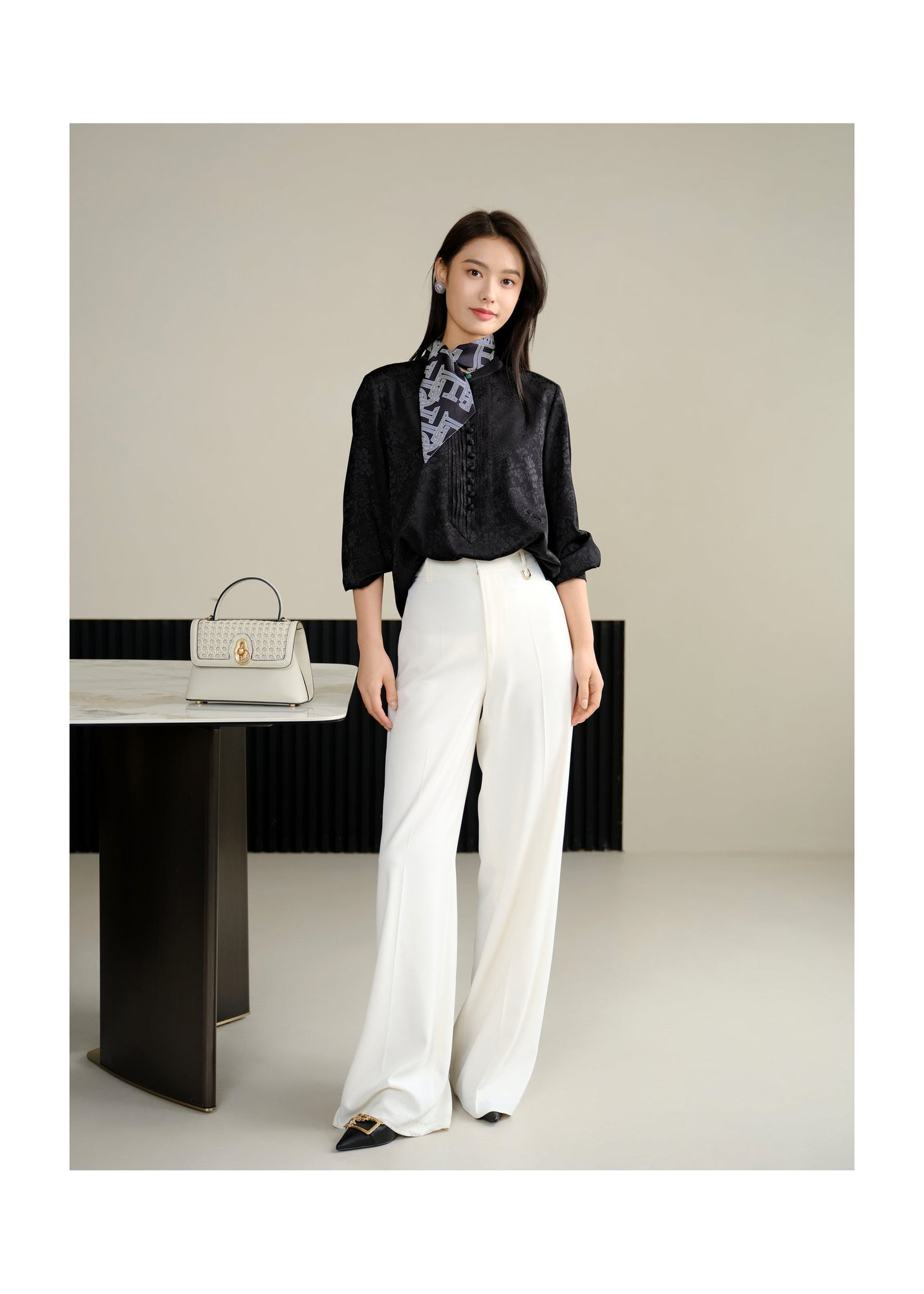 Silk Jacquard Shirt | Black