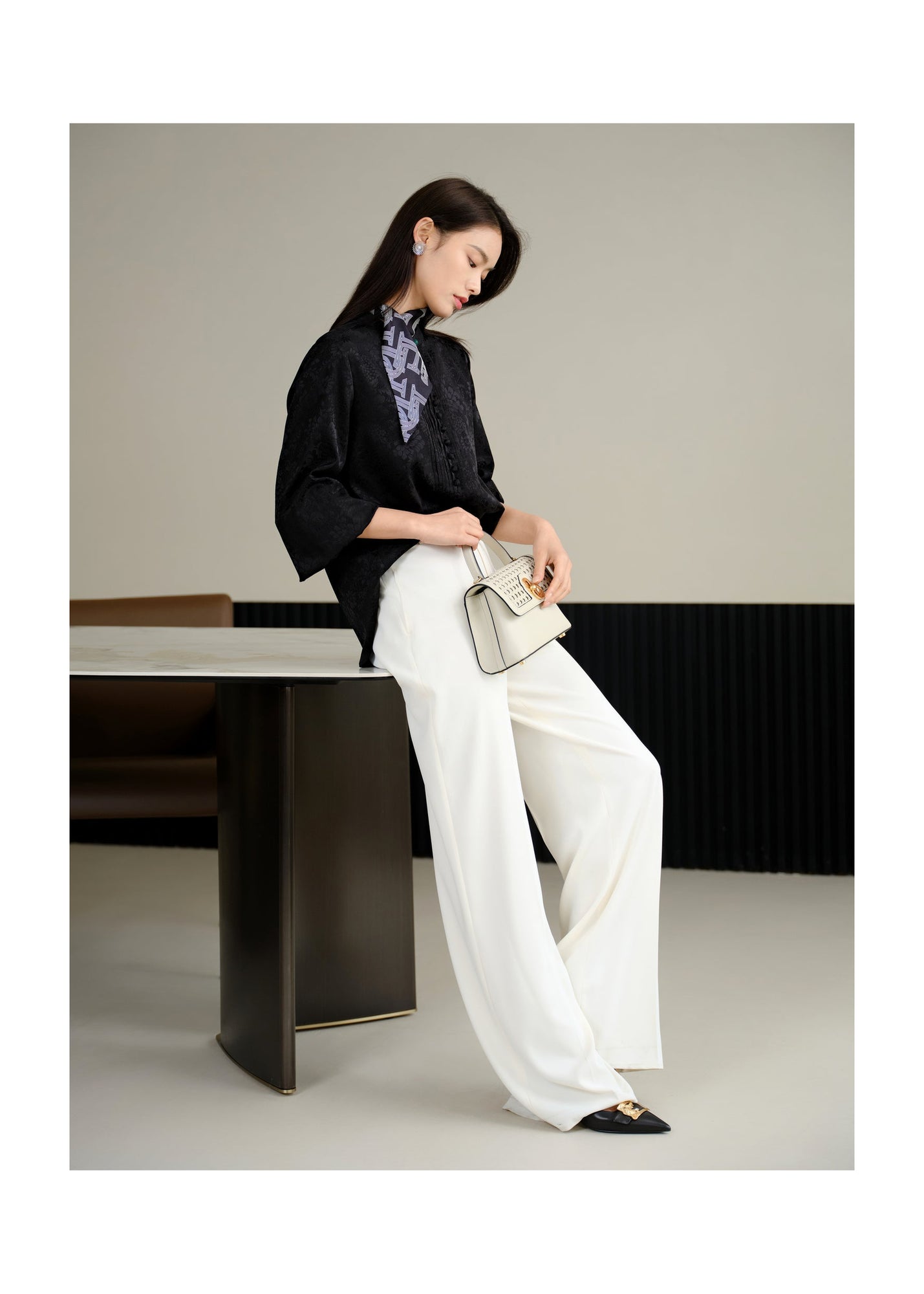 Silk Jacquard Shirt | Black