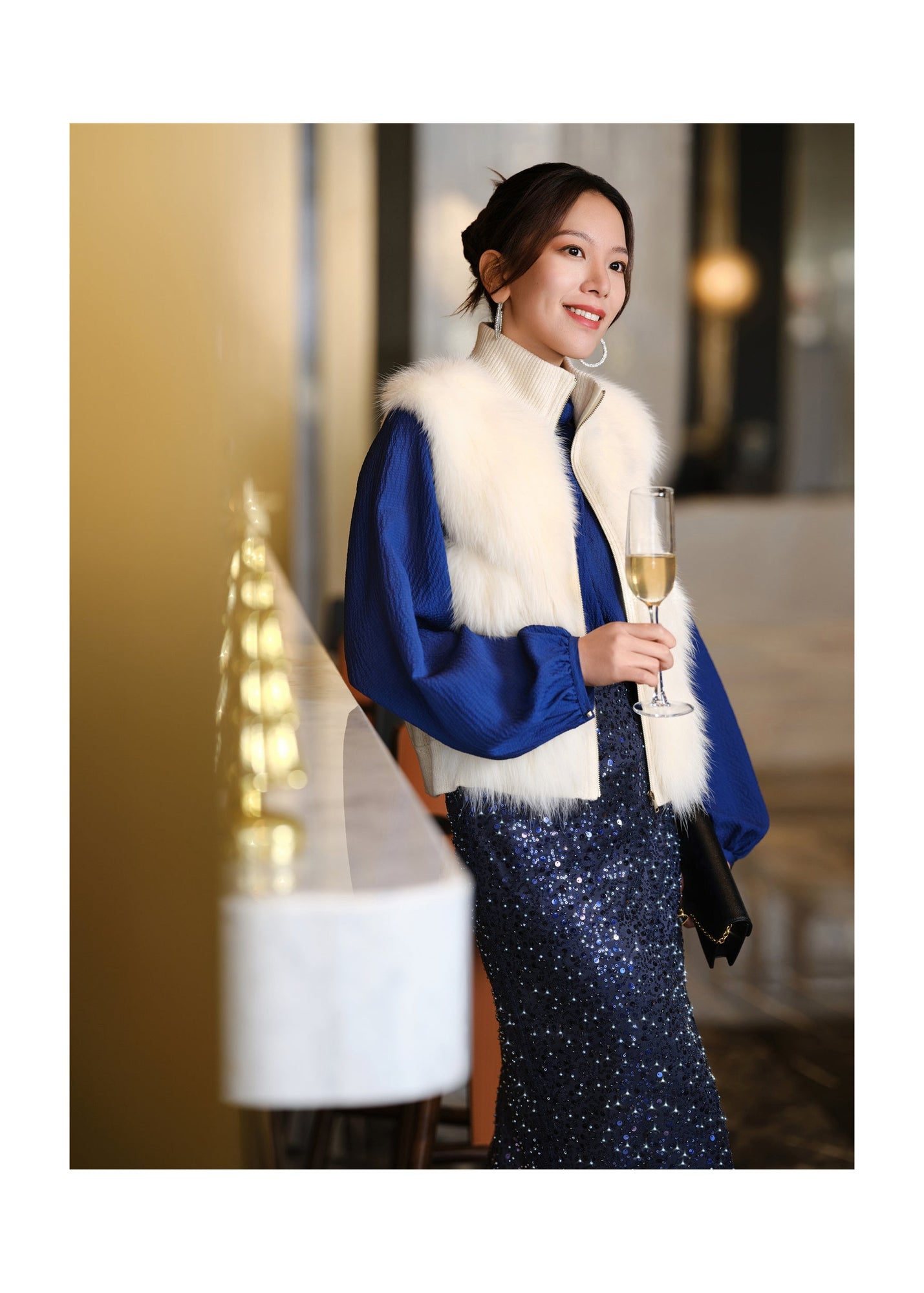Silk Long-Sleeve Shirt | Navy