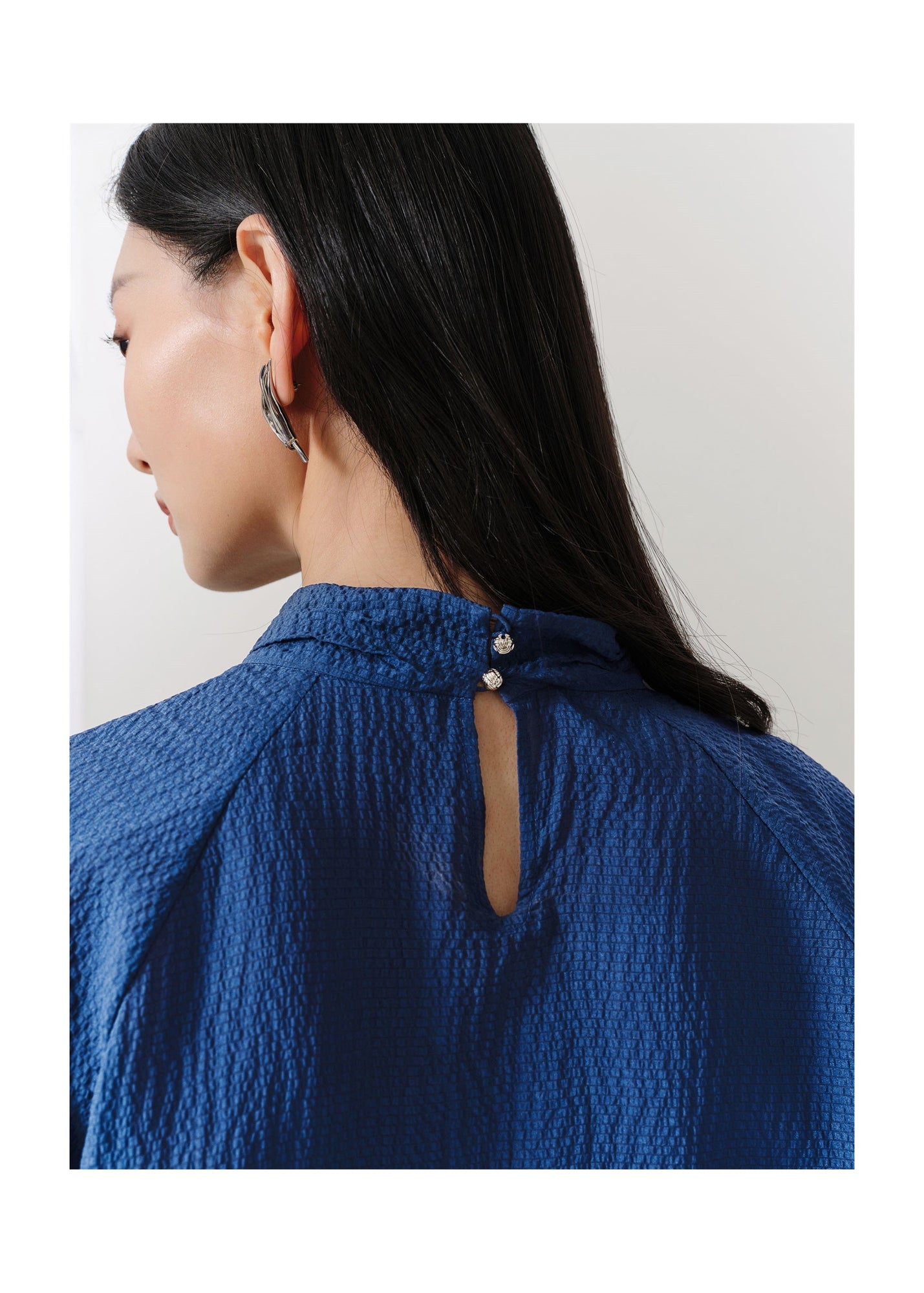 Silk Long-Sleeve Shirt | Navy