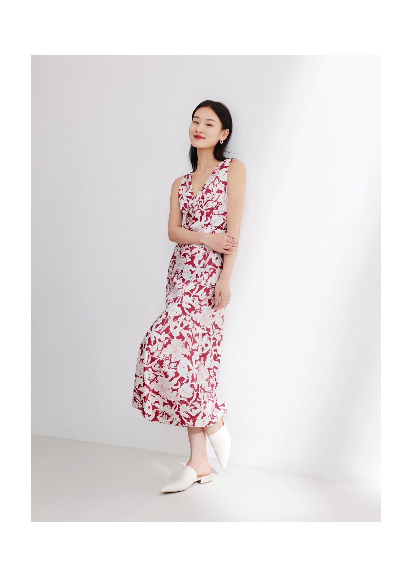 Silk Printed Dress | Red