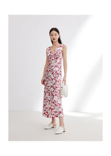 Silk Printed Dress | Red