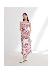 Silk Printed Dress | Red