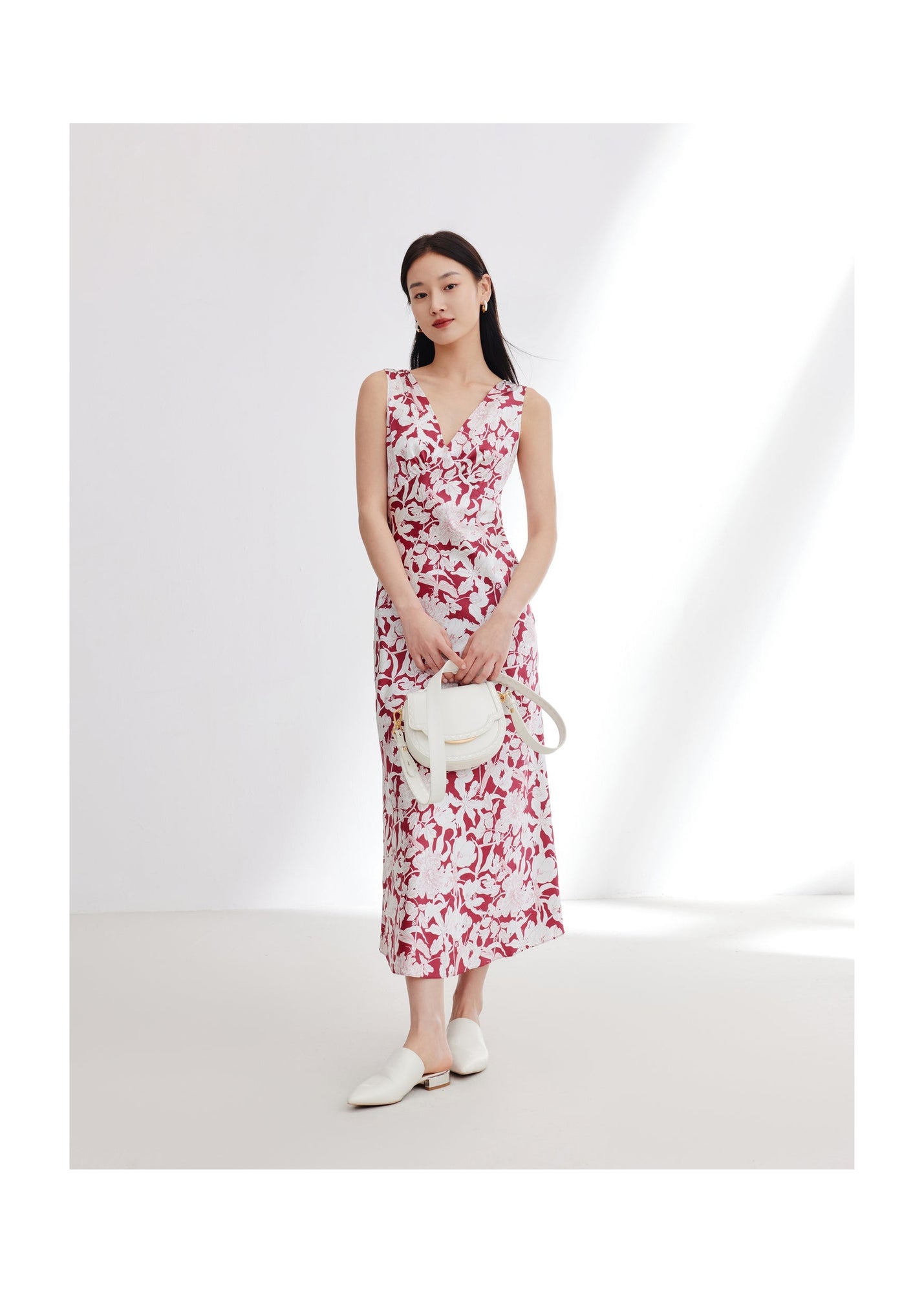 Silk Printed Dress | Red