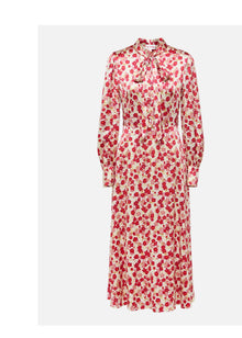 Silk Waist-Cinching Dress | Red