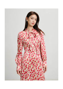 Silk Waist-Cinching Dress | Red