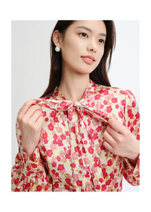 Silk Waist-Cinching Dress | Red