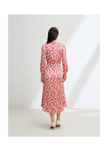 Silk Waist-Cinching Dress | Red