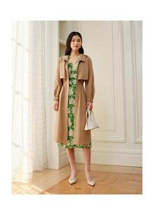 Silk Wool Dress | Khaki