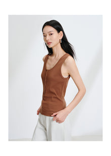 Sleeveless Tank Top | Brown