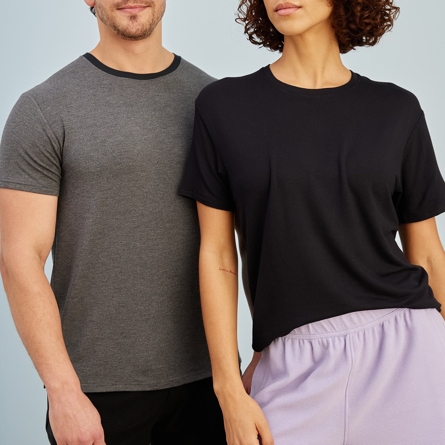 Modal French Terry Lounge Tee | Gray/Black