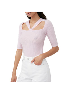 Soft Wool Cut Out Top | Pink Tulle