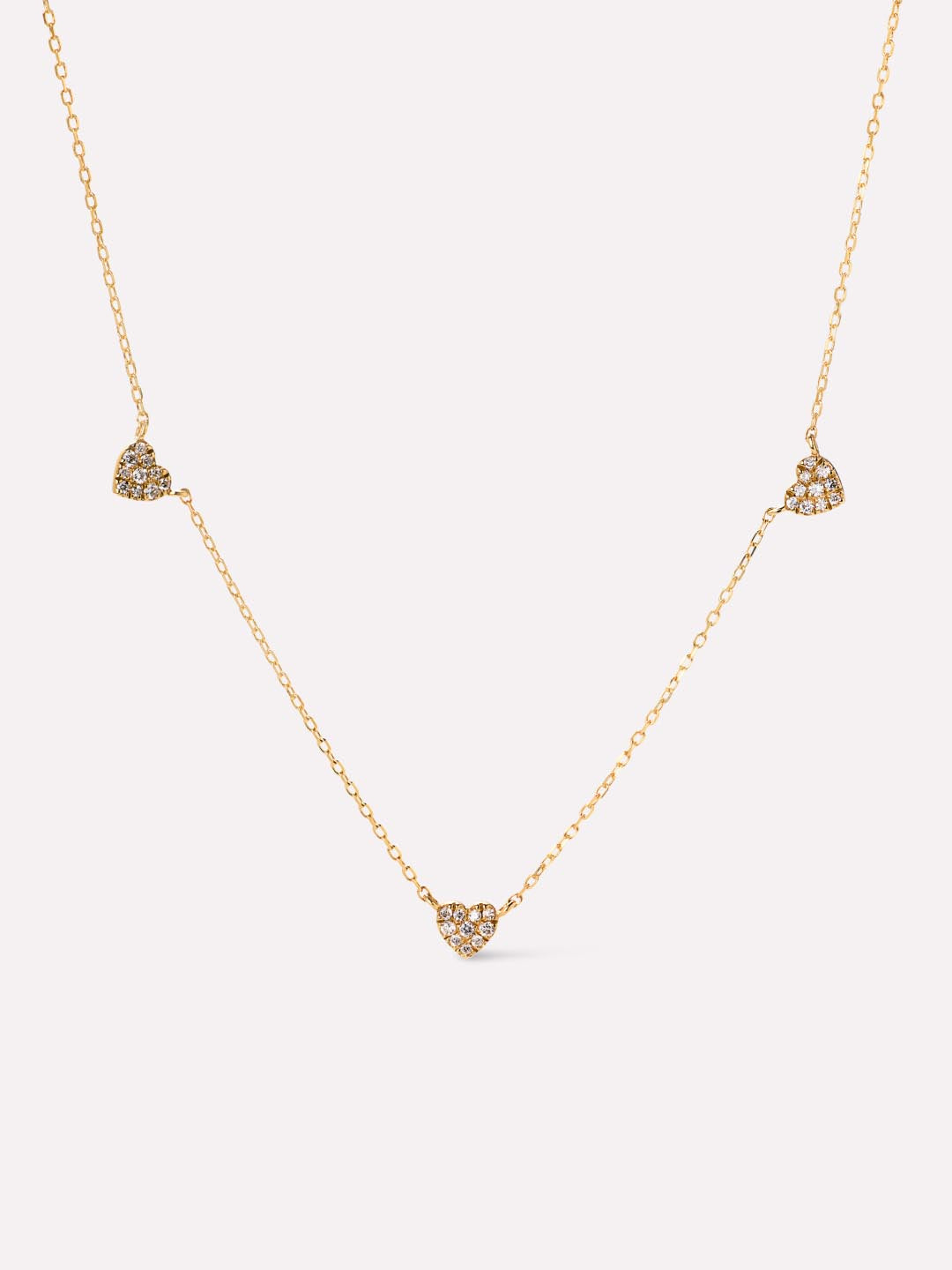 Heart Station Necklace | 10K Solid Gold | Diamonds