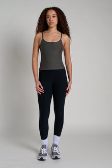 Beyond Yoga | Spacedye Forever Waist Length Tank | Dusty Forest Heather