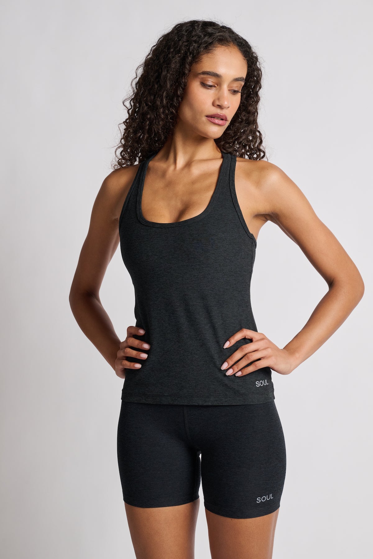 Beyond Yoga | Step Up Racerback Tank | Darkest Night