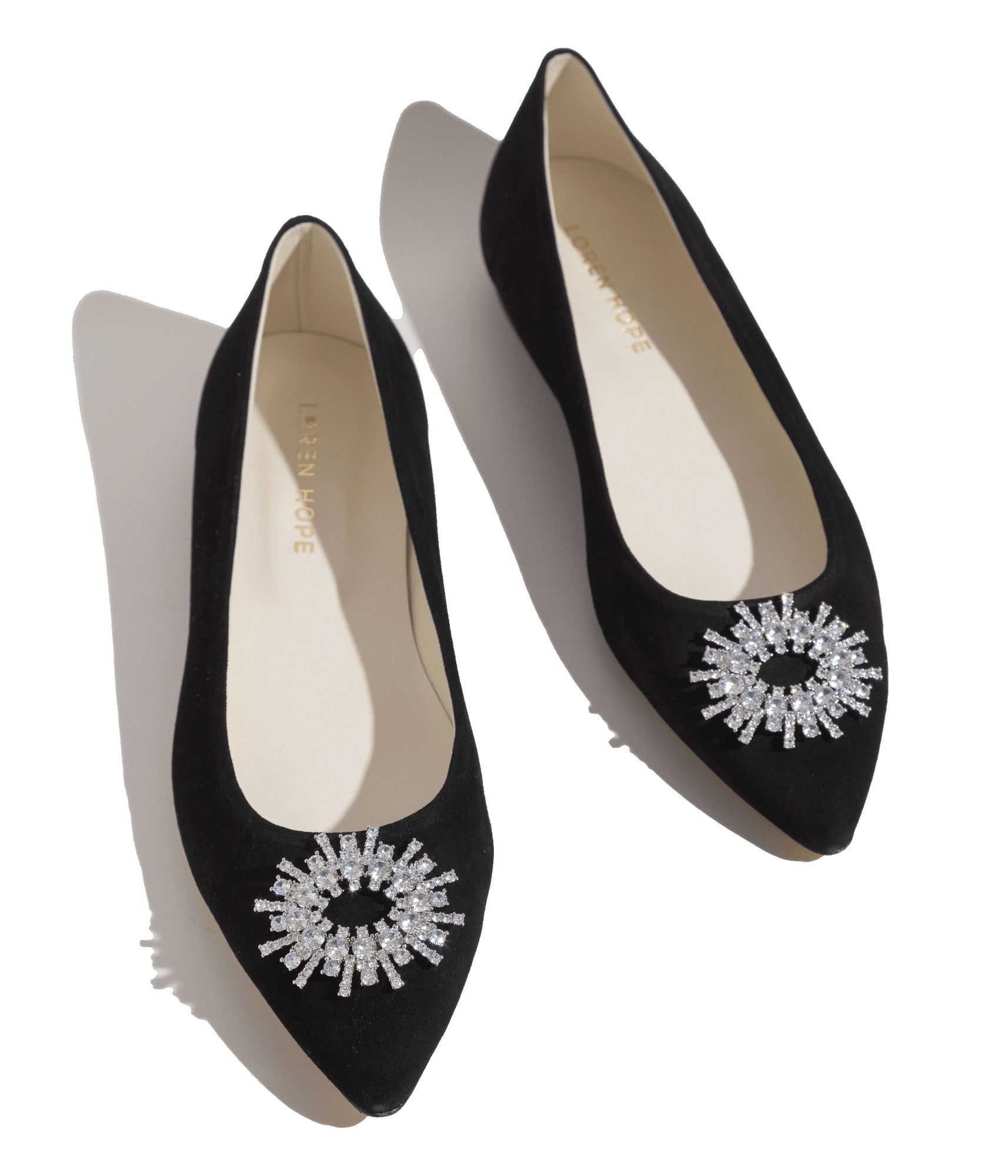 Stevie Ballerina Flats in Black Suede - Loren Hope