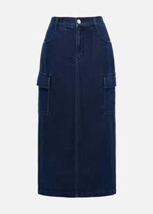 Straight Denim Skirt | Navy