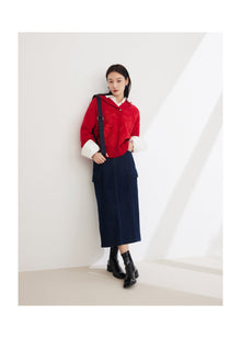 Straight Denim Skirt | Navy