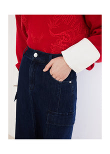 Straight Denim Skirt | Navy
