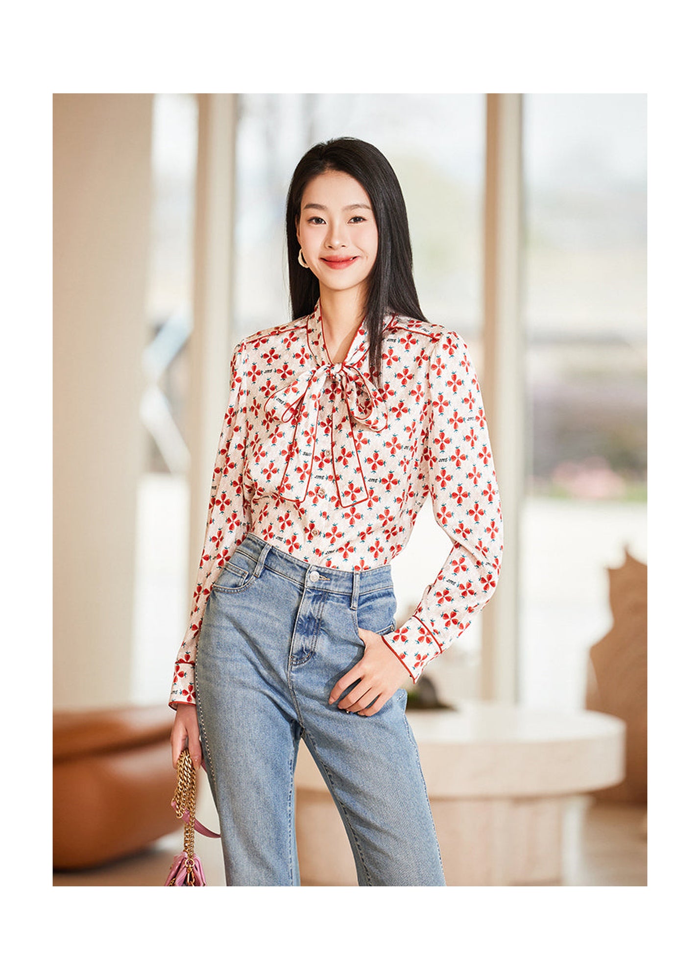 Strawberry Print Shirt | Red