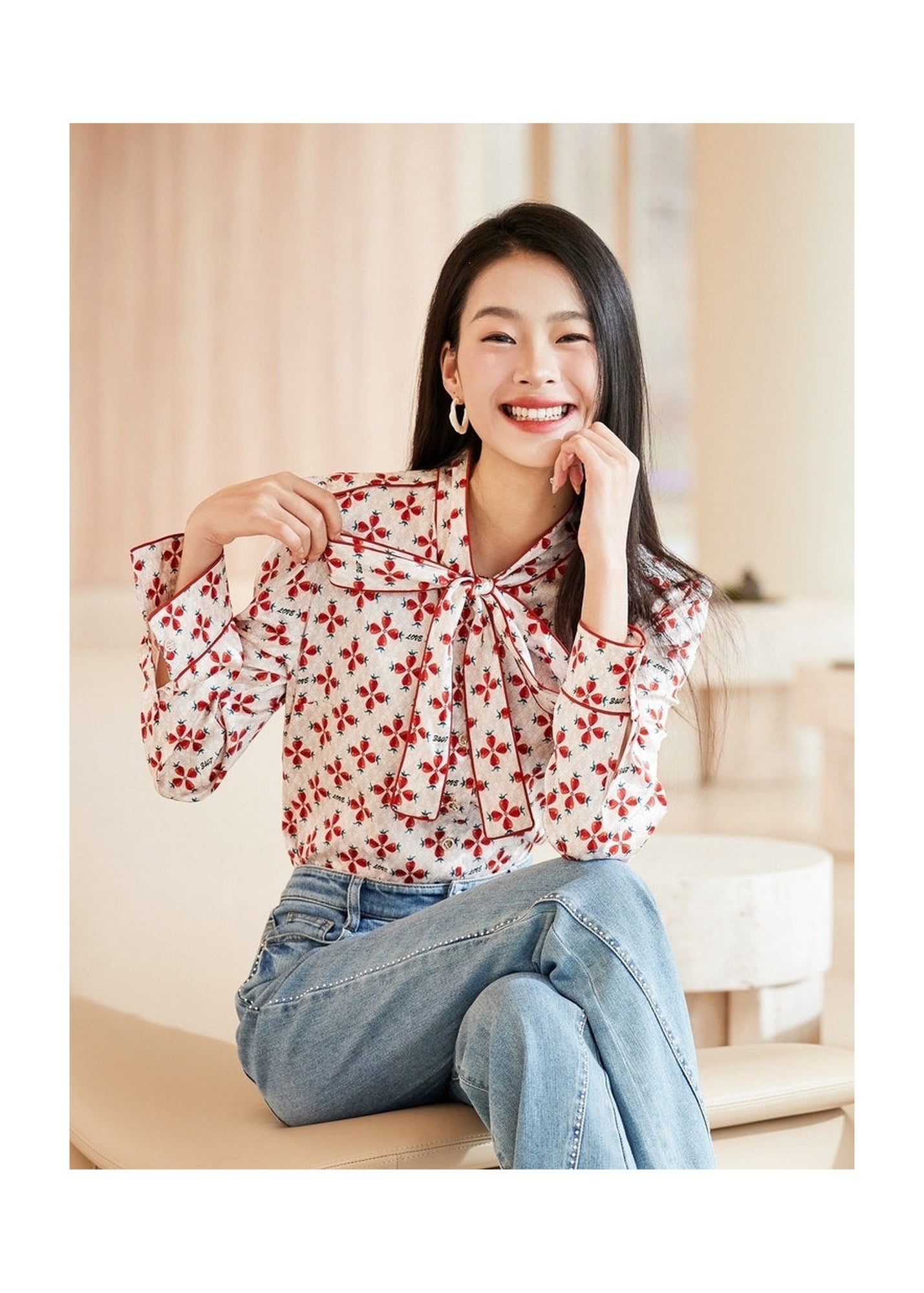 Strawberry Print Shirt | Red