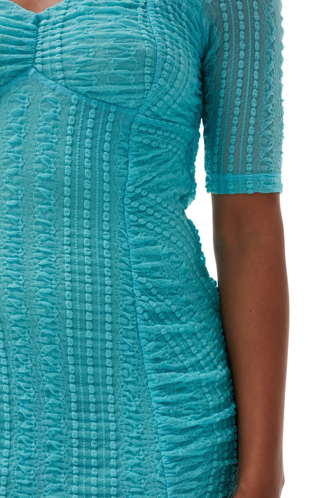 Stretch Lace Ruched Midi Dress | Blue Curacao