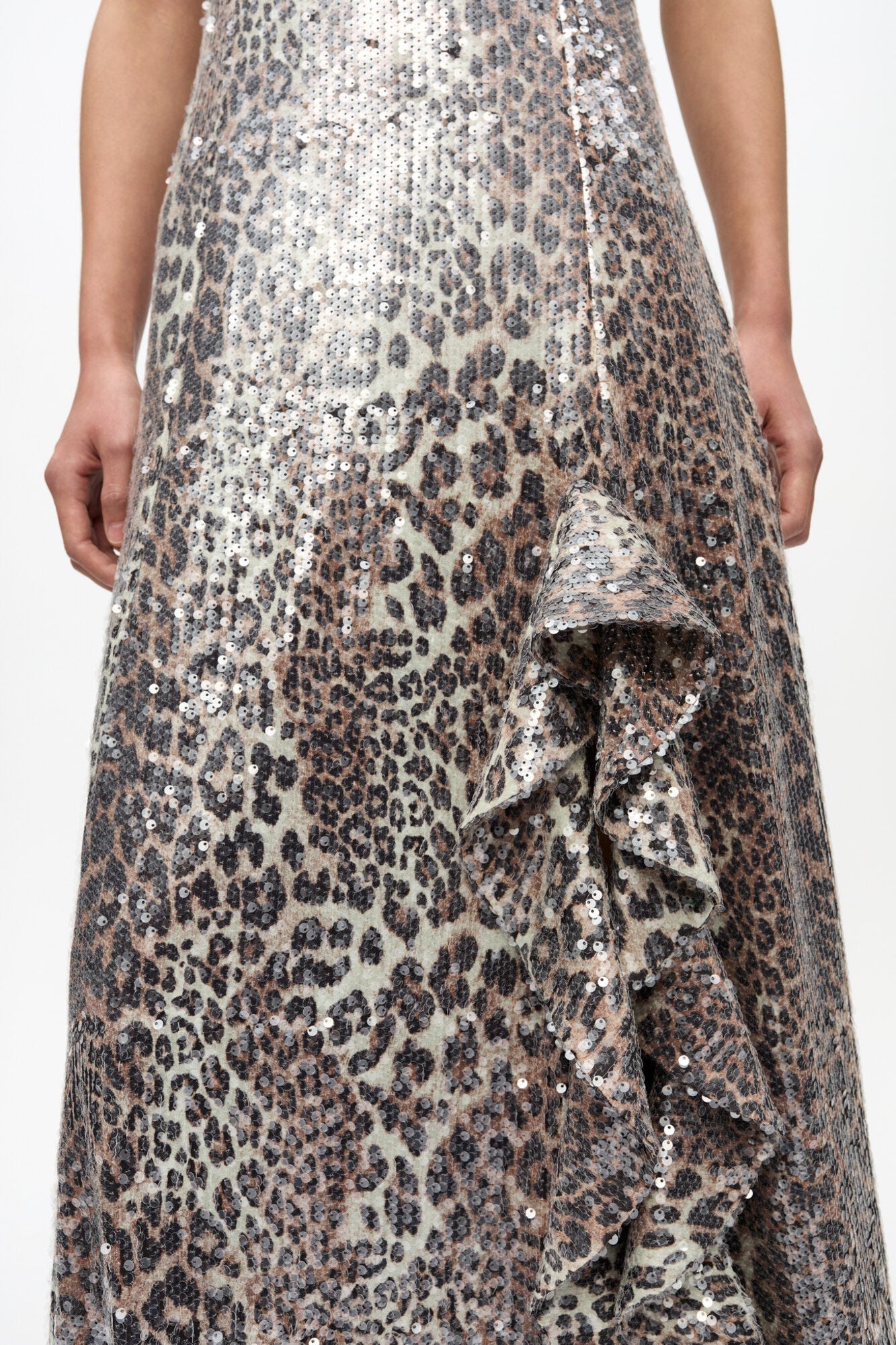 Stretch Sequins Long Dress | Leopard