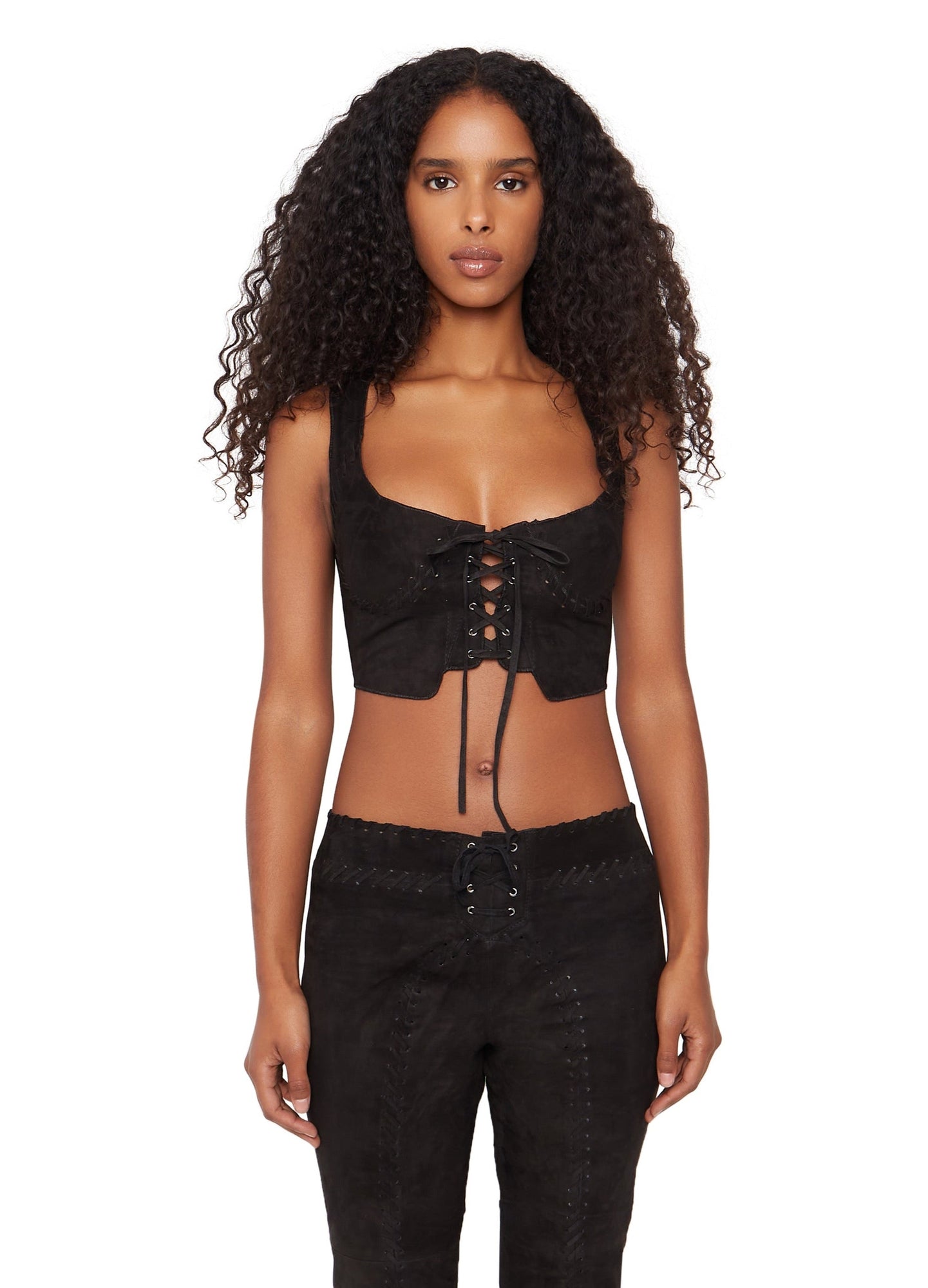 Womens | Suede Tie Top | Black