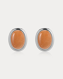 Sunset Stone Studs | Silver | Natural Aventurine
