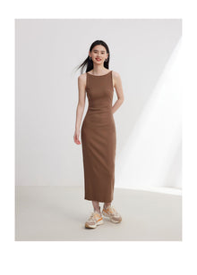 Suspenders Dress | Camel