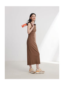 Suspenders Dress | Camel