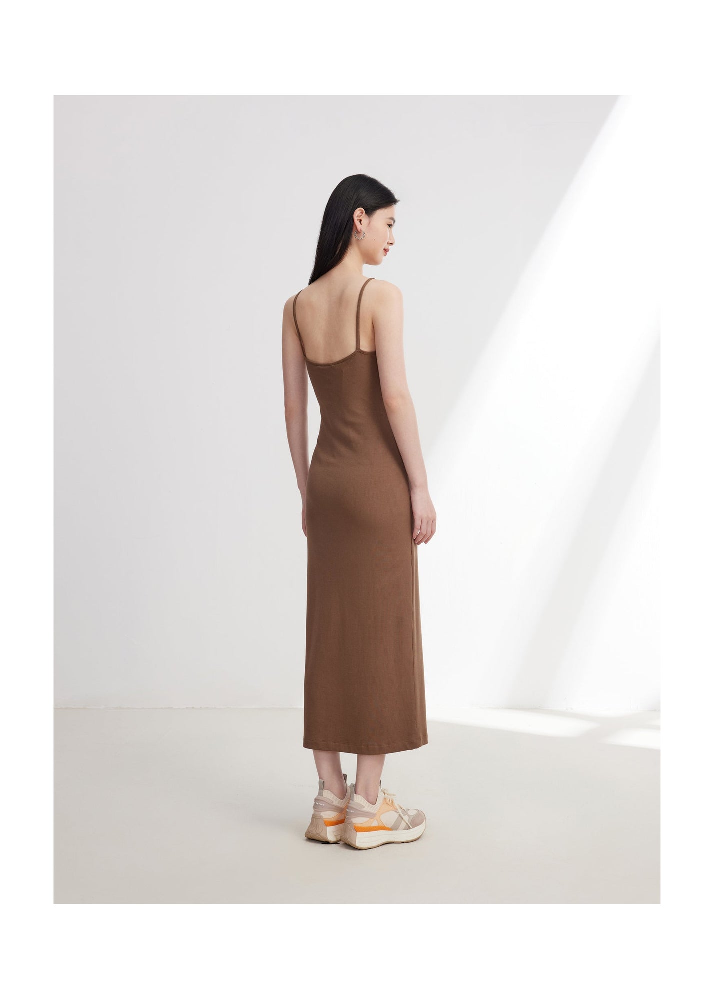 Suspenders Dress | Camel