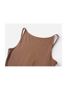 Suspenders Dress | Camel