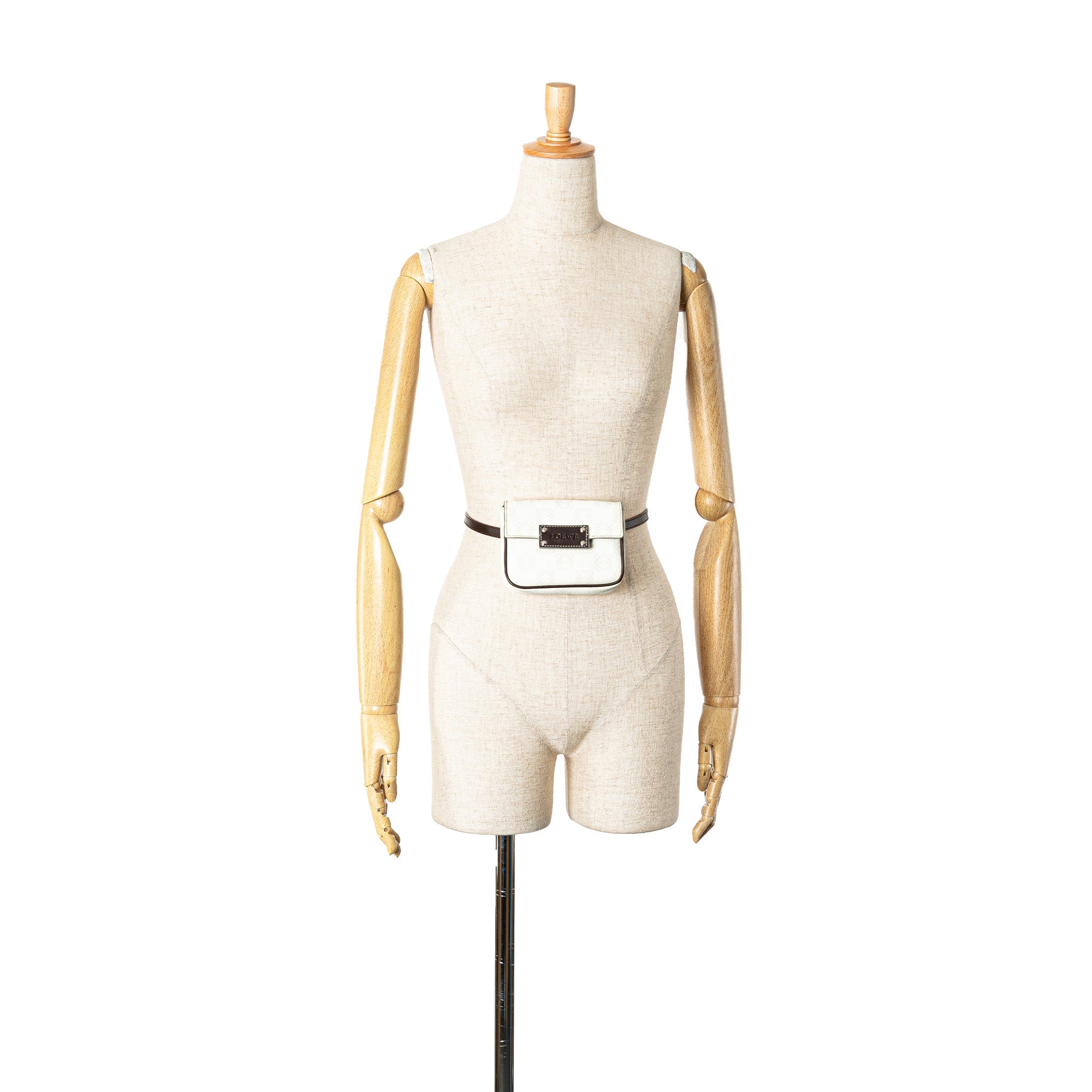 LOEWE | Pre-Owned Anagram Canvas Belt Bag | White