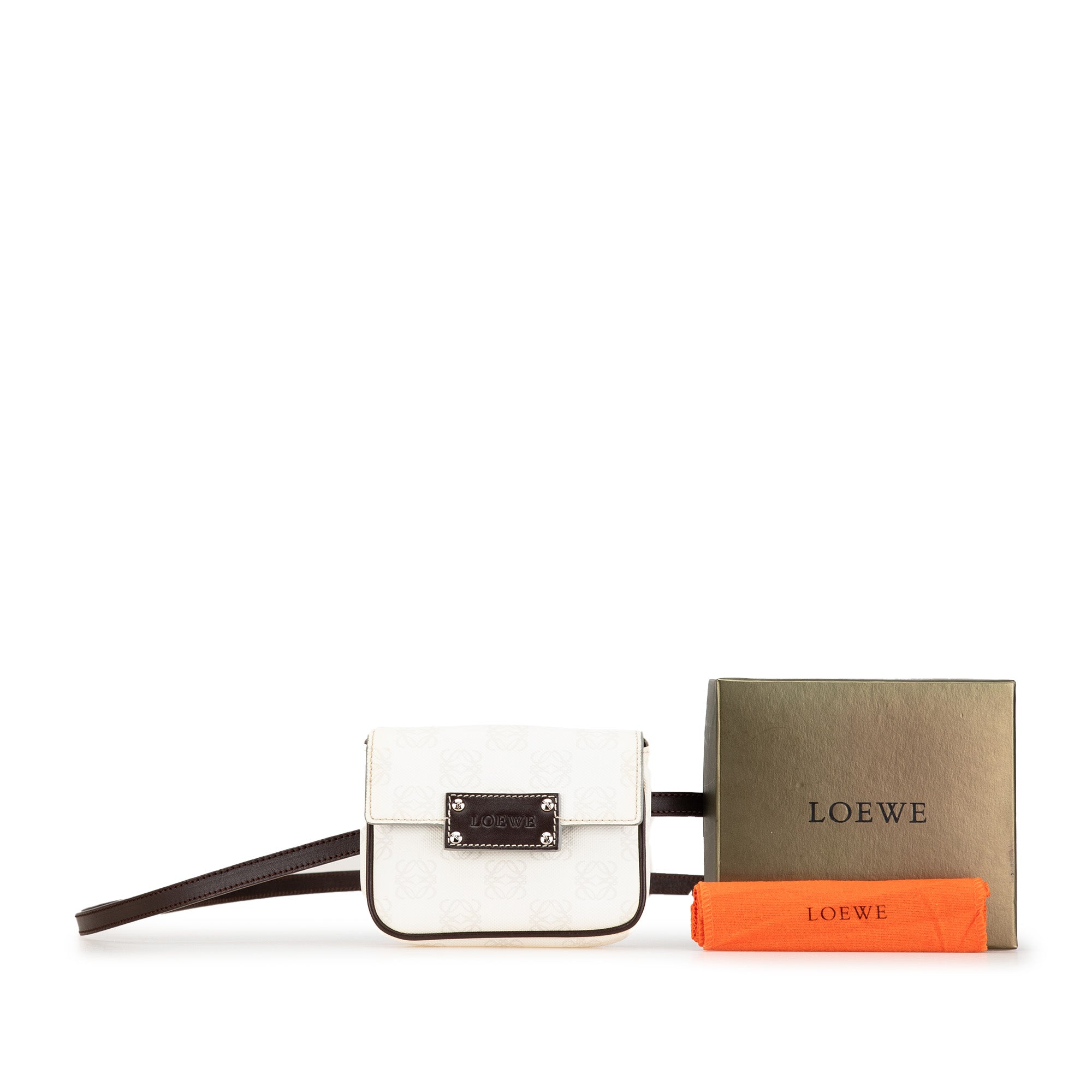 LOEWE | Pre-Owned Anagram Canvas Belt Bag | White