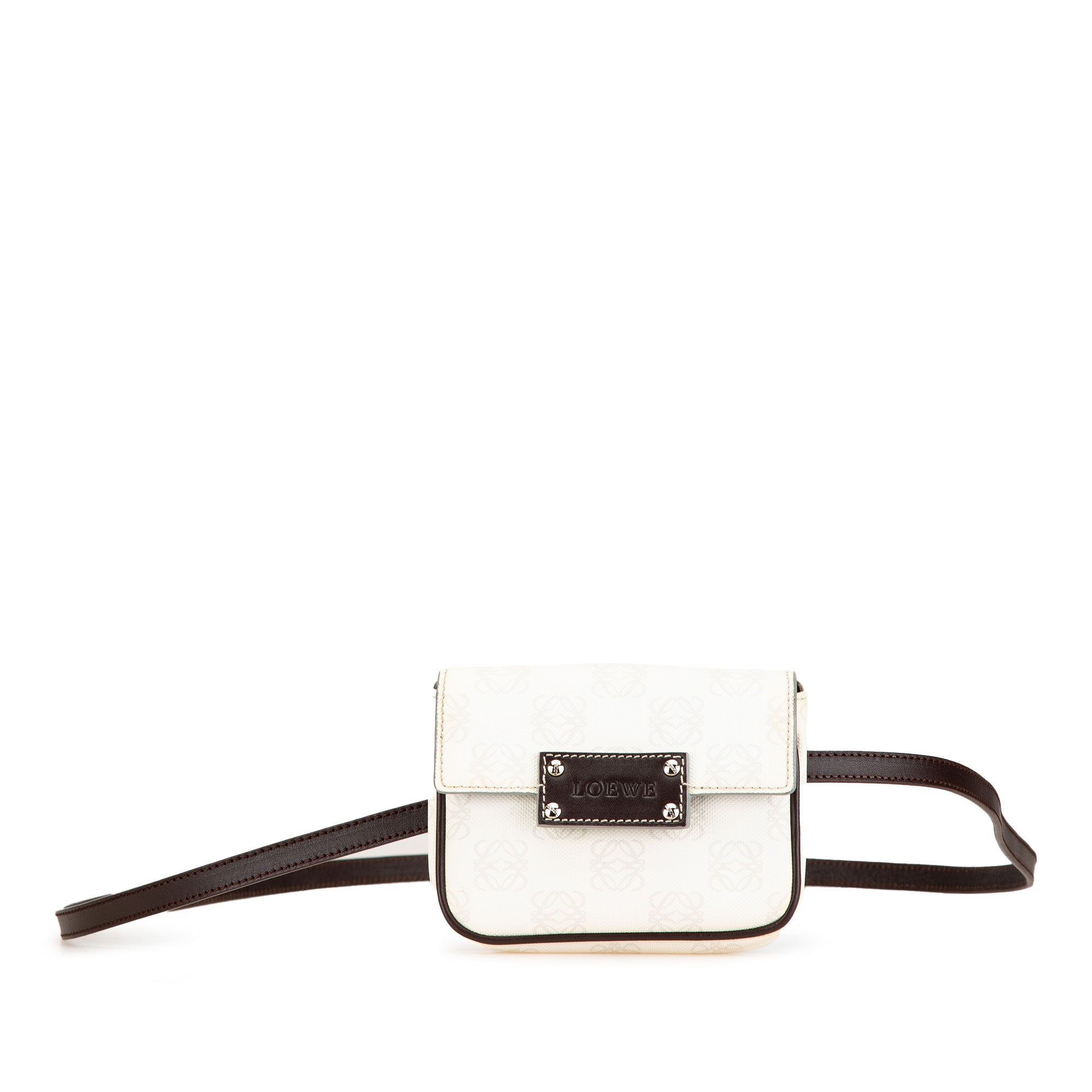 LOEWE | Pre-Owned Anagram Canvas Belt Bag | White