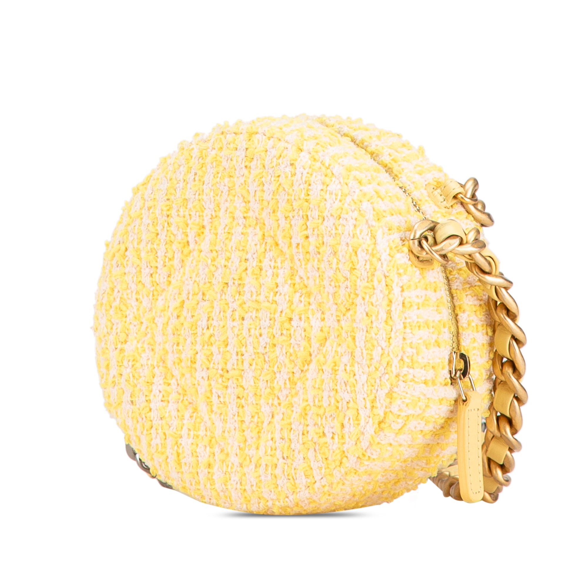 Chanel | Pre-Owned Tweed 19 Round Clutch with Chain | Yellow