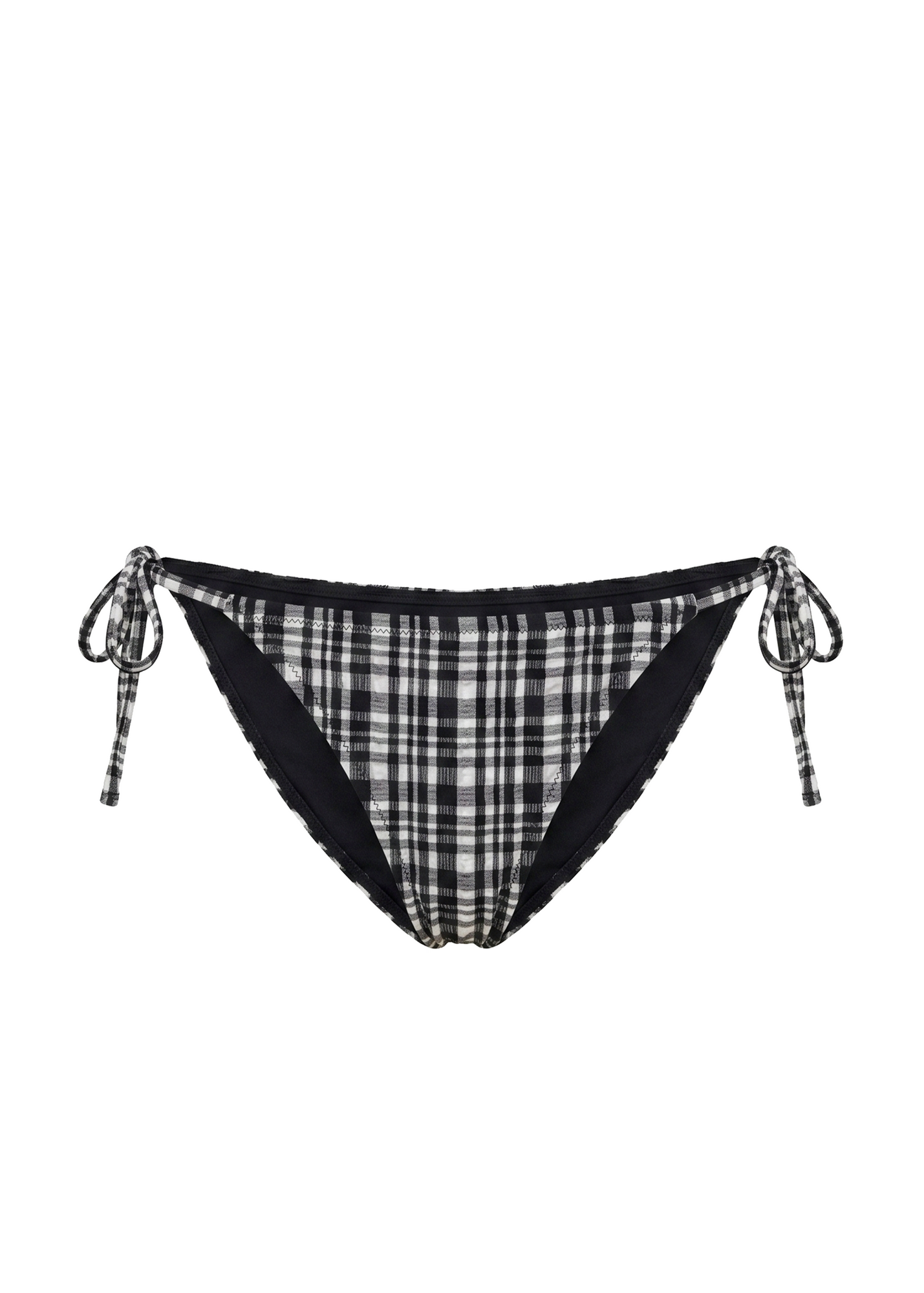 Womens | Iris Bikini Bottom Puckered Plaid | Noir