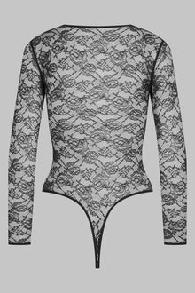 Long-Sleeved Thong Bodysuit - Flashback | Black