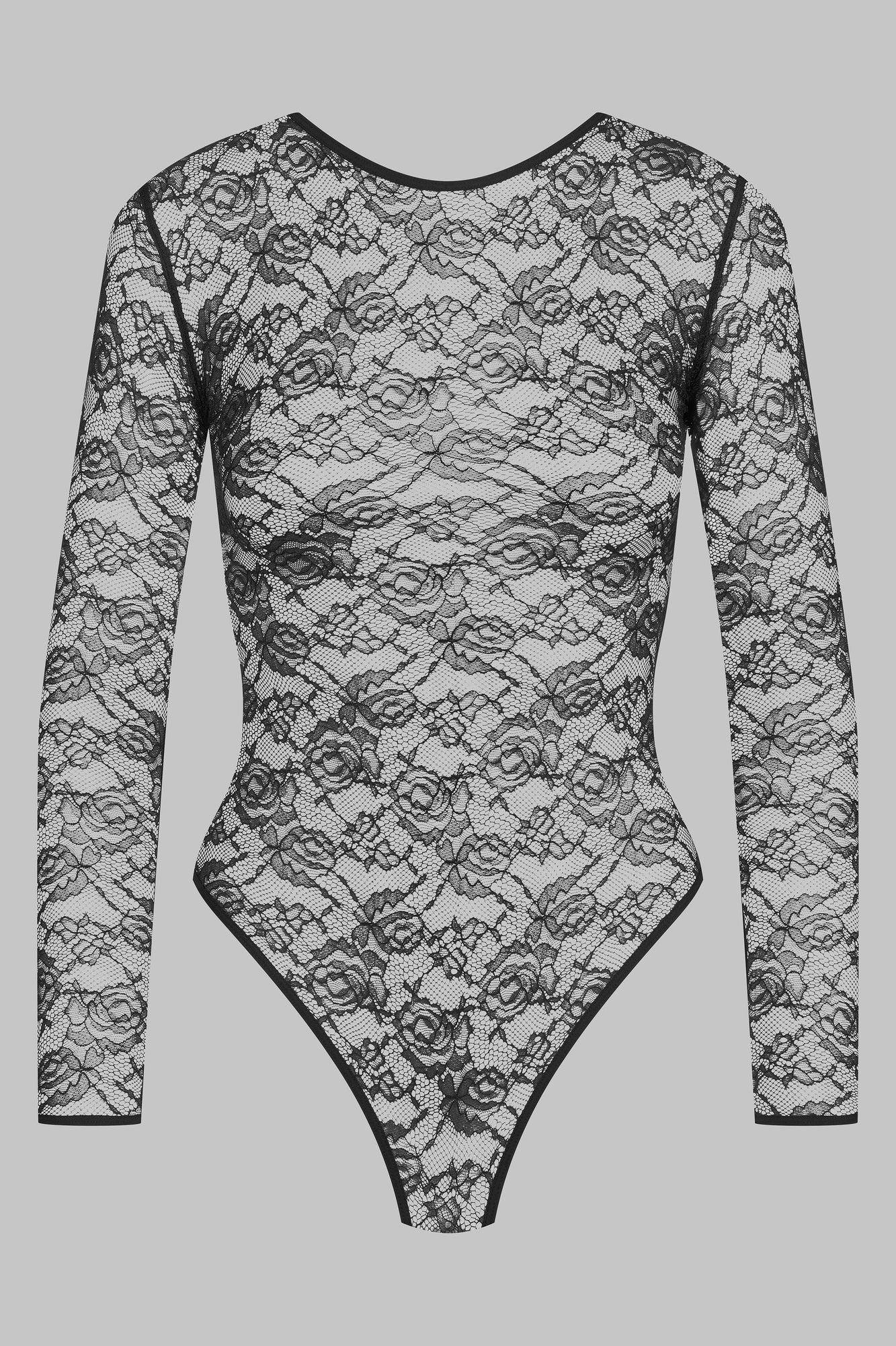 Long-Sleeved Thong Bodysuit - Flashback | Black