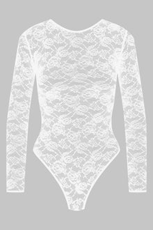 Long-Sleeved Thong Bodysuit - Flashback | White