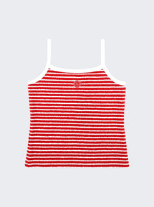 Women | Sporty & Rich | Serif Logo Striped Terry Tank Fire Stripes | Red